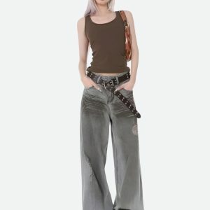 Distressed Wide Leg Jeans: Embrace Y2K Fashion with 90s Grunge Vibes