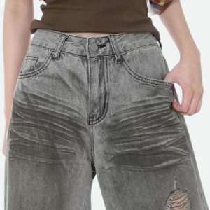 Distressed Wide Leg Jeans: Embrace Y2K Fashion with 90s Grunge Vibes