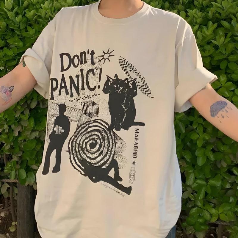 Don't Panic Y2K Graphic Tee - Trendy 90s Fashion Statement Top