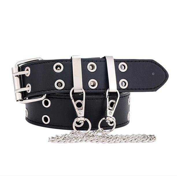 Edgy Double Hole Chain Belt for Y2K Fashion & Grunge Outfits