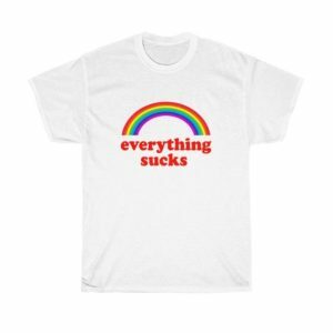 Everything Sucks Y2K Rainbow Graphic Tee - Vintage 90s Aesthetic Top