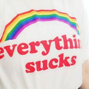 Everything Sucks Y2K Rainbow Graphic Tee - Vintage 90s Aesthetic Top