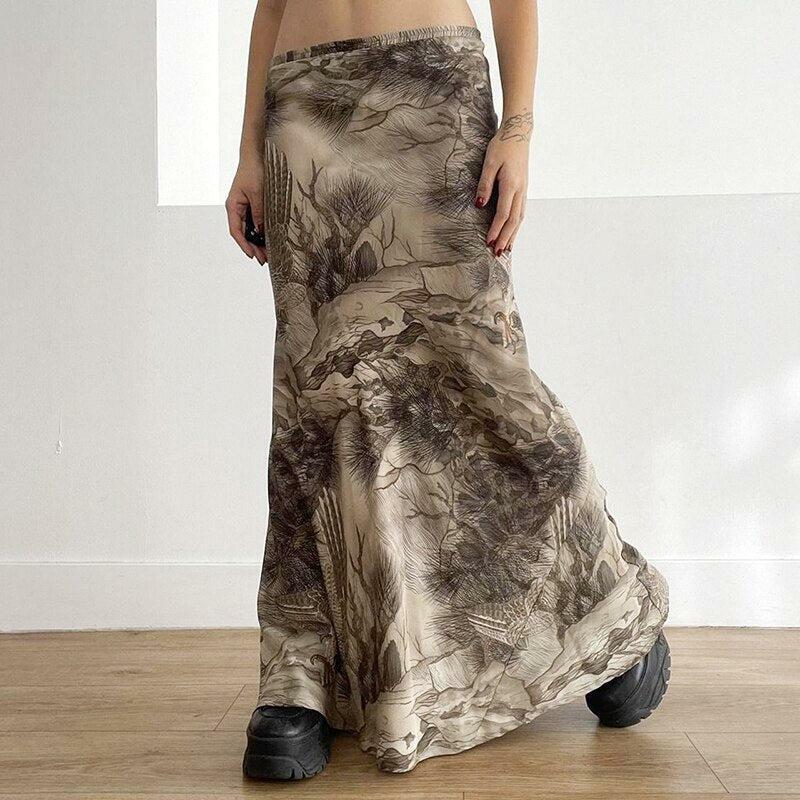 Fairy Grunge Aesthetic Maxi Skirt for Y2K Summer Outfits