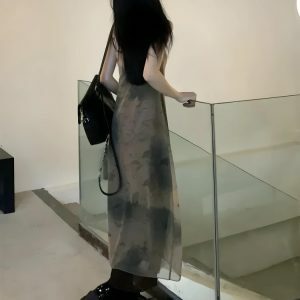 Fairy Grunge Aesthetic Midi Dress for Y2K Summer Outfits