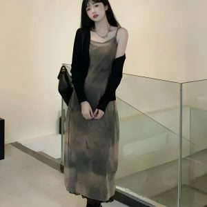 Fairy Grunge Aesthetic Midi Dress for Y2K Summer Outfits