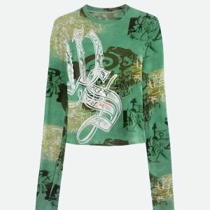 Fairy Grunge Aesthetic Print Top for Y2K and 90s Fashion Lovers