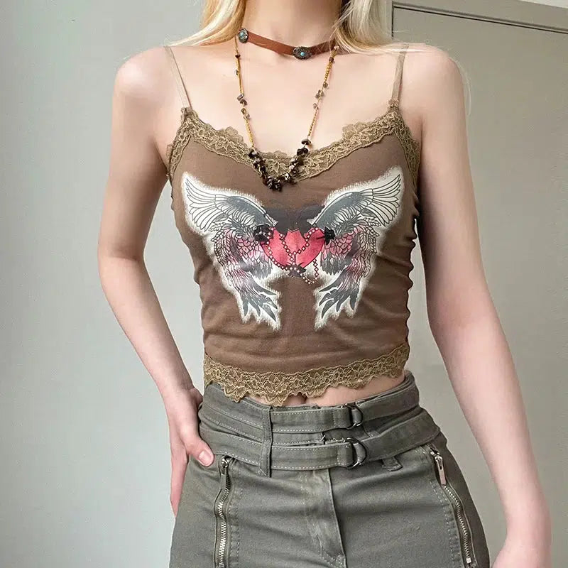 Fairy Grunge Angel Wings Crop Top - Y2K Aesthetic Summer Outfit