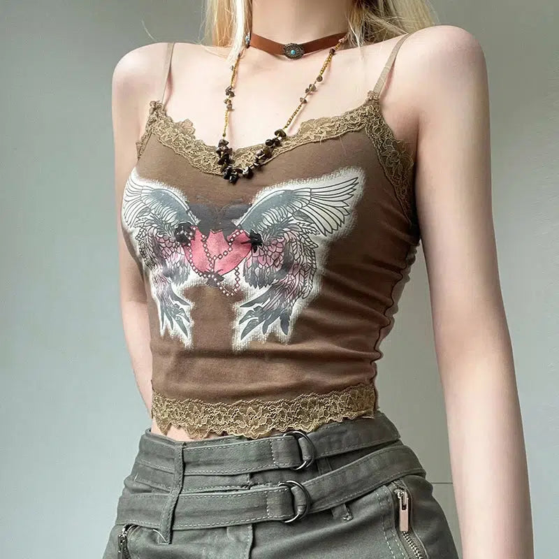 Fairy Grunge Angel Wings Crop Top - Y2K Aesthetic Summer Outfit