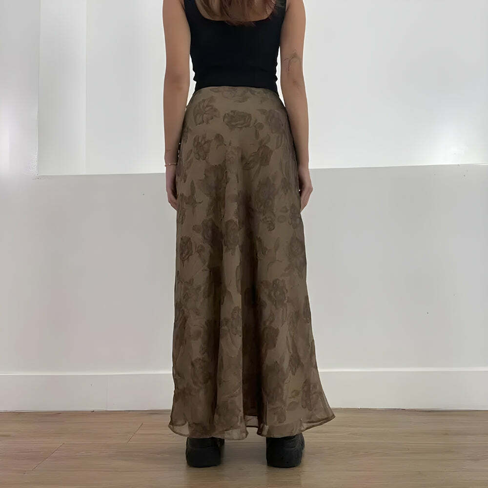 Fairy Grunge Floral Maxi Skirt - Y2K Aesthetic Summer Outfit Essential