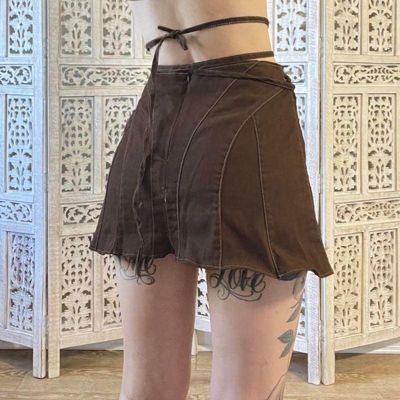 Fairy Grunge Lace-Up Mini Skort: Y2K Aesthetic Summer Outfit Essential