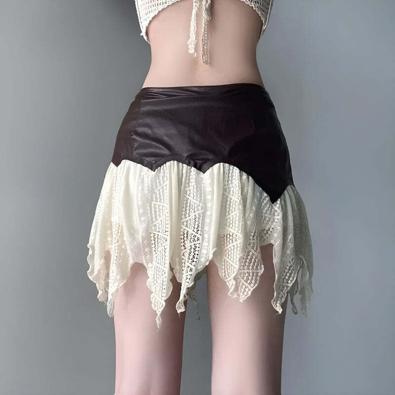 Fairy Grunge Patchwork Lace Mini Skirt - Y2K Aesthetic Summer Style