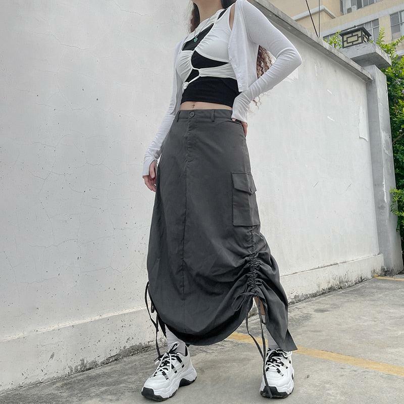 Fairy Grunge Y2K Parachute Maxi Skirt for Aesthetic Summer Outfits