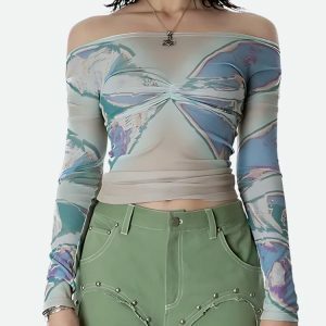 Fairycore Butterfly Mesh Top: Y2K Aesthetic Summer Fashion Essential