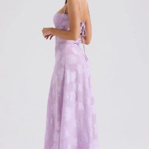 Floral Lace Up Maxi Dress - Y2K Summer Outfit for Effortless Style