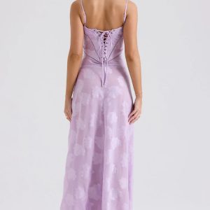 Floral Lace Up Maxi Dress - Y2K Summer Outfit for Effortless Style