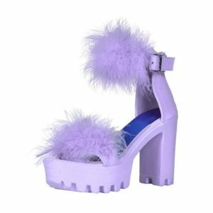 Fluffy Open Toe Party Shoes for Y2K Fashion & Summer Outfits