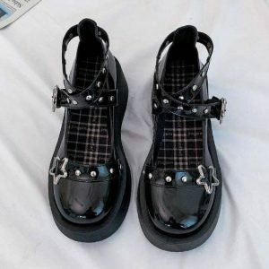 Galaxy Star Platform Shoes: Y2K Aesthetic Footwear for Trendy Outfits