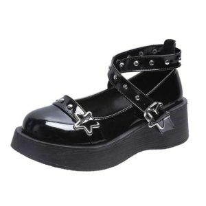 Galaxy Star Platform Shoes: Y2K Aesthetic Footwear for Trendy Outfits