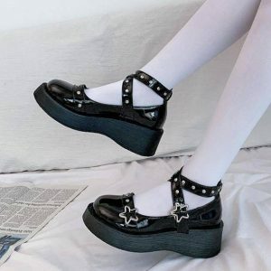 Galaxy Star Platform Shoes: Y2K Aesthetic Footwear for Trendy Outfits