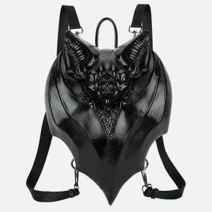 Goth Bat Backpack: Y2K Grunge Aesthetic for Unique Summer Outfits