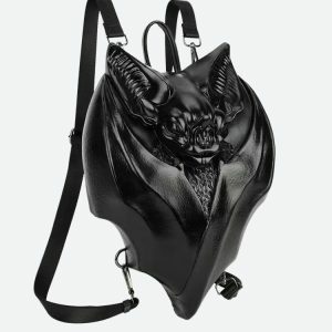 Goth Bat Backpack: Y2K Grunge Aesthetic for Unique Summer Outfits