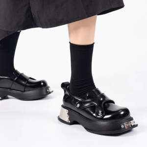 Goth Metal Accents Platform Shoes for Y2K and Grunge Aesthetic Styles