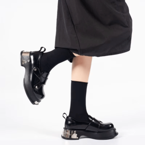 Goth Metal Accents Platform Shoes for Y2K and Grunge Aesthetic Styles