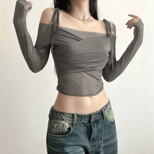 Grunge Aesthetic Fairy Long Sleeve Top for Y2K Fashion Lovers