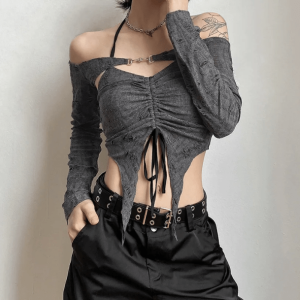 Grunge Fairycore Two-Piece Set: Y2K Aesthetic Top & Bottom Outfit