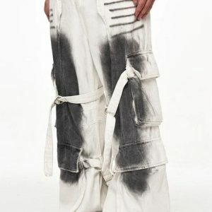 Grunge-Inspired Cargo Pants with Distressed Details for Y2K Style