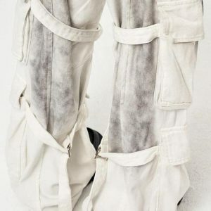 Grunge-Inspired Cargo Pants with Distressed Details for Y2K Style