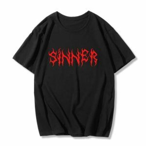 Grunge Sinner T-Shirt: Y2K Fashion Essential for Edgy Summer Outfits