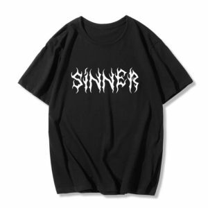 Grunge Sinner T-Shirt: Y2K Fashion Essential for Edgy Summer Outfits