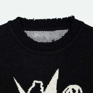 Grunge Starboy Distressed Knit Sweater - Y2K Fashion Essential