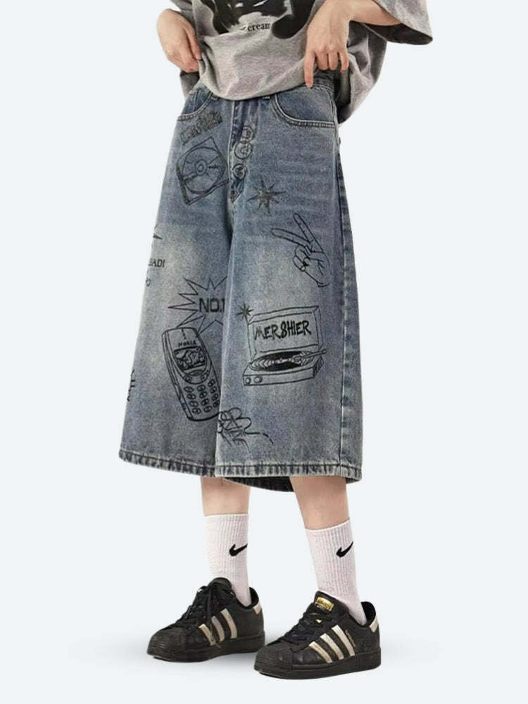 Grunge Wide Leg Denim Shorts: Y2K Fashion Essential for Summer Outfits