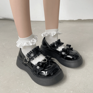 Heart Buckled Platform Shoes for Y2K Fashion & Grunge Aesthetic Style