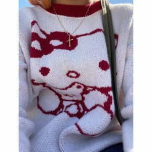 Hello Kitty Inspired Y2K Sweater for Cute Aesthetic Outfits