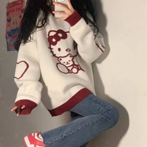 Hello Kitty Inspired Y2K Sweater for Cute Aesthetic Outfits