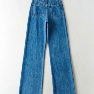 High Waist Casual Washed Baggy Jeans - Y2K Fashion Essential