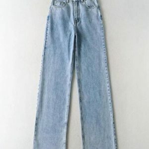 High Waist Casual Washed Baggy Jeans - Y2K Fashion Essential