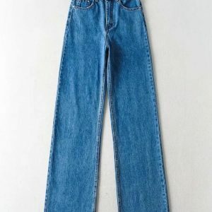 High Waist Casual Washed Baggy Jeans - Y2K Fashion Essential