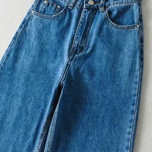 High Waist Casual Washed Baggy Jeans - Y2K Fashion Essential