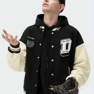 I Don't Give Damn Y2K Varsity Jacket - Trendy Grunge Aesthetic Outerwear