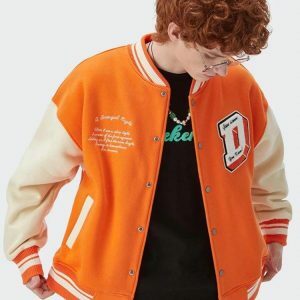 I Don't Give Damn Y2K Varsity Jacket - Trendy Grunge Aesthetic Outerwear