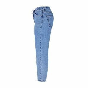 Irregular Front High Waist Baggy Jeans for Y2K and 90s Fashion Lovers