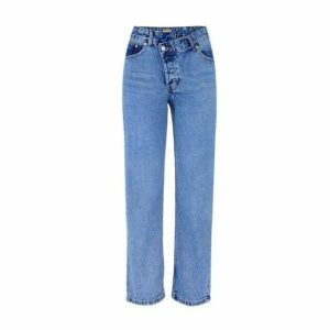 Irregular Front High Waist Baggy Jeans for Y2K and 90s Fashion Lovers