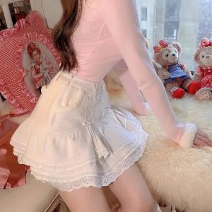 Kawaii Ruffled Layered Lace Mini Skirt - Y2K Aesthetic Summer Essential