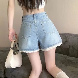 Lace Wide Leg Denim Shorts: Y2K Summer Fashion Must-Have Outfit