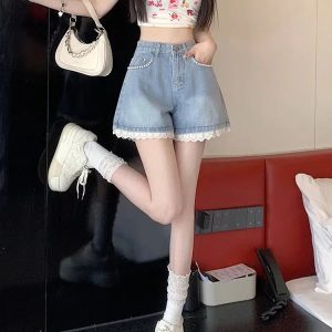 Lace Wide Leg Denim Shorts: Y2K Summer Fashion Must-Have Outfit