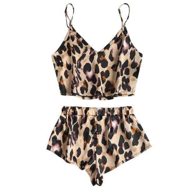 Leopard Satin Pajama Set - Y2K Aesthetic Loungewear for Cozy Nights